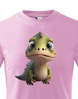 Dětské tričko zelený dinosaurus - roztomilý barevný motiv s plnými barvami
