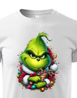 Dětské triko Grinch s ozdobami - skvělé vánoční triko