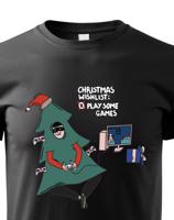Dětské vánoční tričko s potiskem Christmas wishlist: play some games