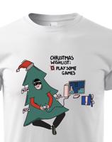 Dětské vánoční tričko s potiskem Christmas wishlist: play some games