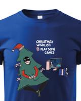 Dětské vánoční tričko s potiskem Christmas wishlist: play some games