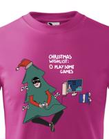 Dětské vánoční tričko s potiskem Christmas wishlist: play some games