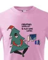 Dětské vánoční tričko s potiskem Christmas wishlist: play some games