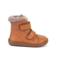FRODDO KOTNÍKOVÉ ZIMNÍ FURRY BOOT Cognac Dětské zimní zateplené barefoot boty - 24