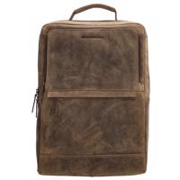 Hide & Stitches Idaho kožený unisex laptop batoh 15,6" - tmavě hnědý - 12L