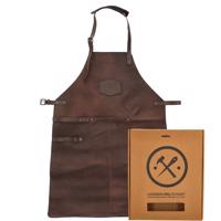 Hide & stitches Kožená Zástěra pro milovníky grilování - Tmavě Hnědá (bez loga)