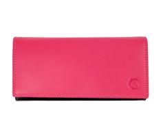 HL Dámská kožená peněženka z pravé kůže 20 x 10 cm - tmavě růžová