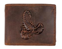 HL Luxusní kožená peněženka s 3D Štírem - hnědá HL-262