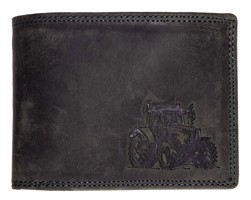 HL Luxusní kožená peněženka s traktorem - černá