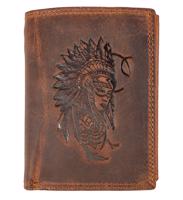 HL Pánská kožená peněženka na výšku - Indián - hnědá HL-263-INDIAN-BN