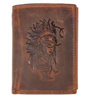 HL Pánská kožená peněženka na výšku - Indián - hnědá