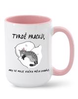 Hrnek pro milovníky koček - Pracuji, aby se moje kočka měla dobře