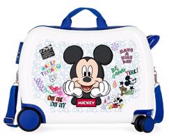 JOUMMABAGS Dětský kufřík na kolečkách - odražedlo - MICKEY BE COOL WHITE - 34L