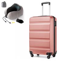 Kabinový kufr ABS 38 L (4dílná sada) s cestovným polštářem – Kono – nude