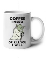 Keramický hrneček - Yoda I need coffee - hrnek pro milovníky star wars