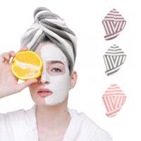 Kono 3 ks turban - ručník na vysušení vlasů z mikrovlákna - 3 barvy - pruhovaný HAIR-TURBAN-2