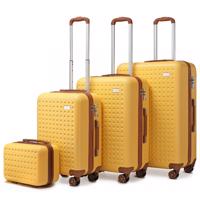 KONO flexibilní skořepinový kufr - ABS - 4 kusová sada- žlutá -11/40/65/99L