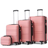KONO Set 4 cestovních kufrů s horizontálním designem - ABS - nude - 10L/44L/66L/96L K1871-1L