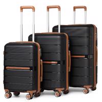 KONO travel set kufrů polypropylén - 36L, 60L, 92L - černá K2392L-BK-20/24/28