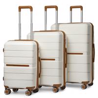 KONO travel set kufrů polypropylen - 36L, 60L, 92L - krémová K2392L-CM-20/24/28