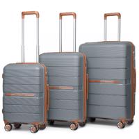 KONO travel set kufrů polypropylén - 36L, 60L, 92L - šedo-hnědá K2392L-BK-20/24/28