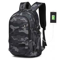 KONO unisex batoh s USB portem - camo - 20L E6715-CAMO