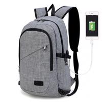 KONO unisex batoh s USB portem - šedý - 20L E6715GY