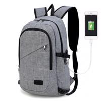 KONO unisex batoh s USB portem - šedý - 20L