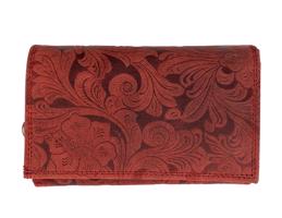 Kožená dámská střední peněženka WILD By Loranzo - červená - ornamenty
