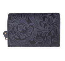 Kožená dámská střední peněženka WILD By Loranzo - modrá - ornamenty ART-644