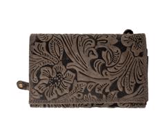 Kožená dámská střední peněženka WILD By Loranzo - šedá - ornamenty ART-644