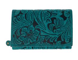 Kožená dámská střední peněženka WILD By Loranzo - zelená - ornamenty
