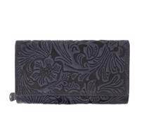 Kožená dámská velká peněženka WILD By Loranzo - modrá - ornament ART632