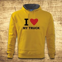Mikina s kapucňou s motívom I love my truck
