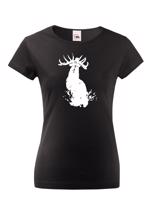Myslivecké dámské triko s potiskem s Jelenem evropským