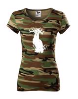 Myslivecké dámské triko s potiskem s Jelenem evropským
