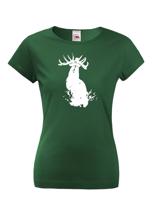 Myslivecké dámské triko s potiskem s Jelenem evropským