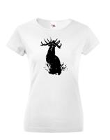 Myslivecké dámské triko s potiskem s Jelenem evropským