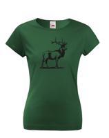 Myslivecké  dámské triko s potiskem s Jelenem evropským
