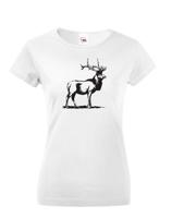 Myslivecké  dámské triko s potiskem s Jelenem evropským