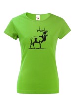 Myslivecké  dámské triko s potiskem s Jelenem evropským