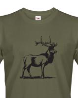 Myslivecké triko s potiskem s Jelenem evropským
