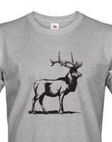 Myslivecké triko s potiskem s Jelenem evropským