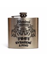 Nerezová placatka 180 ml Rybaření a pivo | Dárek pro rybáře