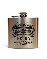 Nerezová placatka 180 ml se jménem – Cestovní dezinfekce | Dárek pro cestovatele