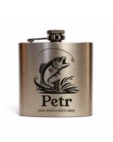 Nerezová placatka 180 ml se jménem – Mistr úlovků | Dárek pro rybáře