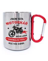 Nerezový hrnek s karabinou pro tátu motorkáře - motorky - motorkářský hrnek