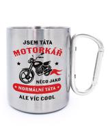 Nerezový hrnek s karabinou pro tátu motorkáře - motorky - motorkářský hrnek