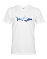 Originální pánské tričko s potiskem potápěče a žraloka