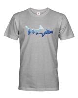 Originální pánské tričko s potiskem potápěče a žraloka